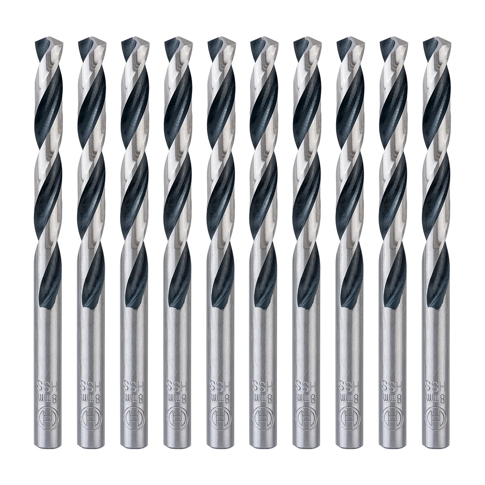 Bosch 8.0mm x 117mm HSS Twist PointTeQ Drill Bits - Pack of 10