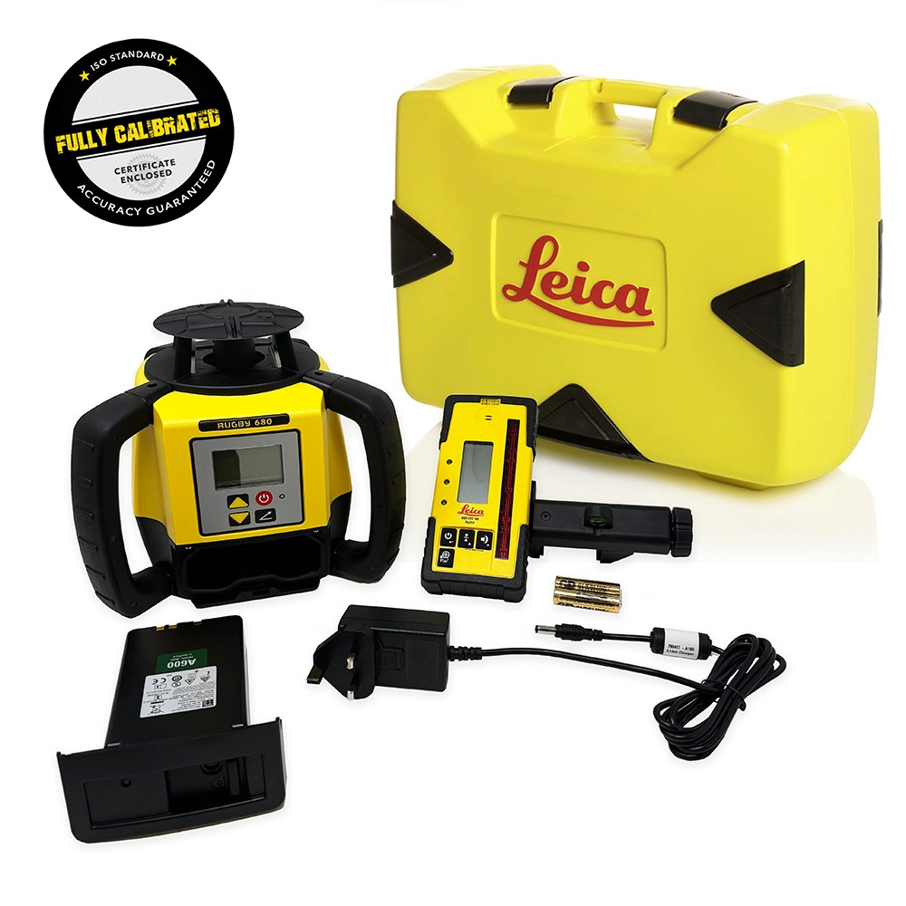 Leica Rugby 680 Self-Levelling & Slope (Dual Axis) Red Rotating Laser (800m) Li-ion