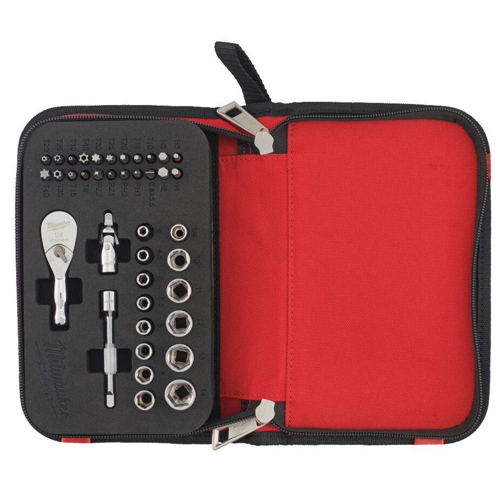 Milwaukee 39 Piece 1/4'' Compact Ratchet Socket Set