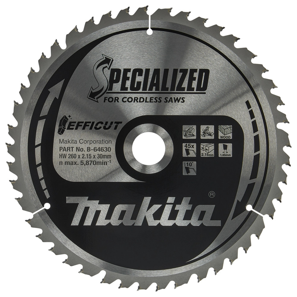 Makita B-64630 260mm x 30mm 45T Efficut Saw Blade