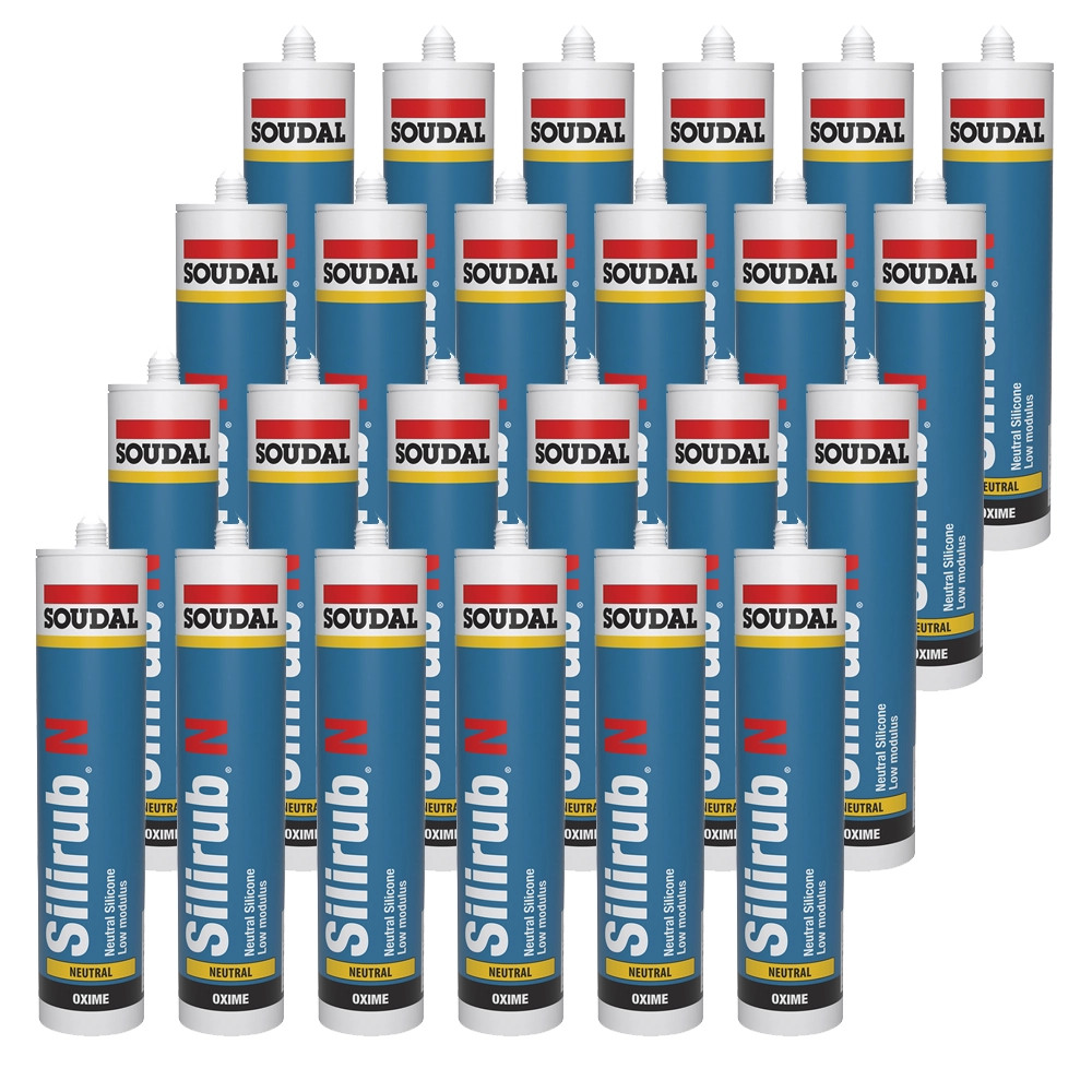 Soudal Silirub N 300ml Silicone Sealant - Brilliant White - Box of 24