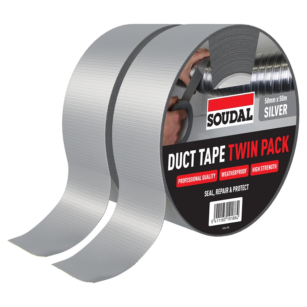 Soudal 50mm x 50m Silver Duct Tape - Pack of 2