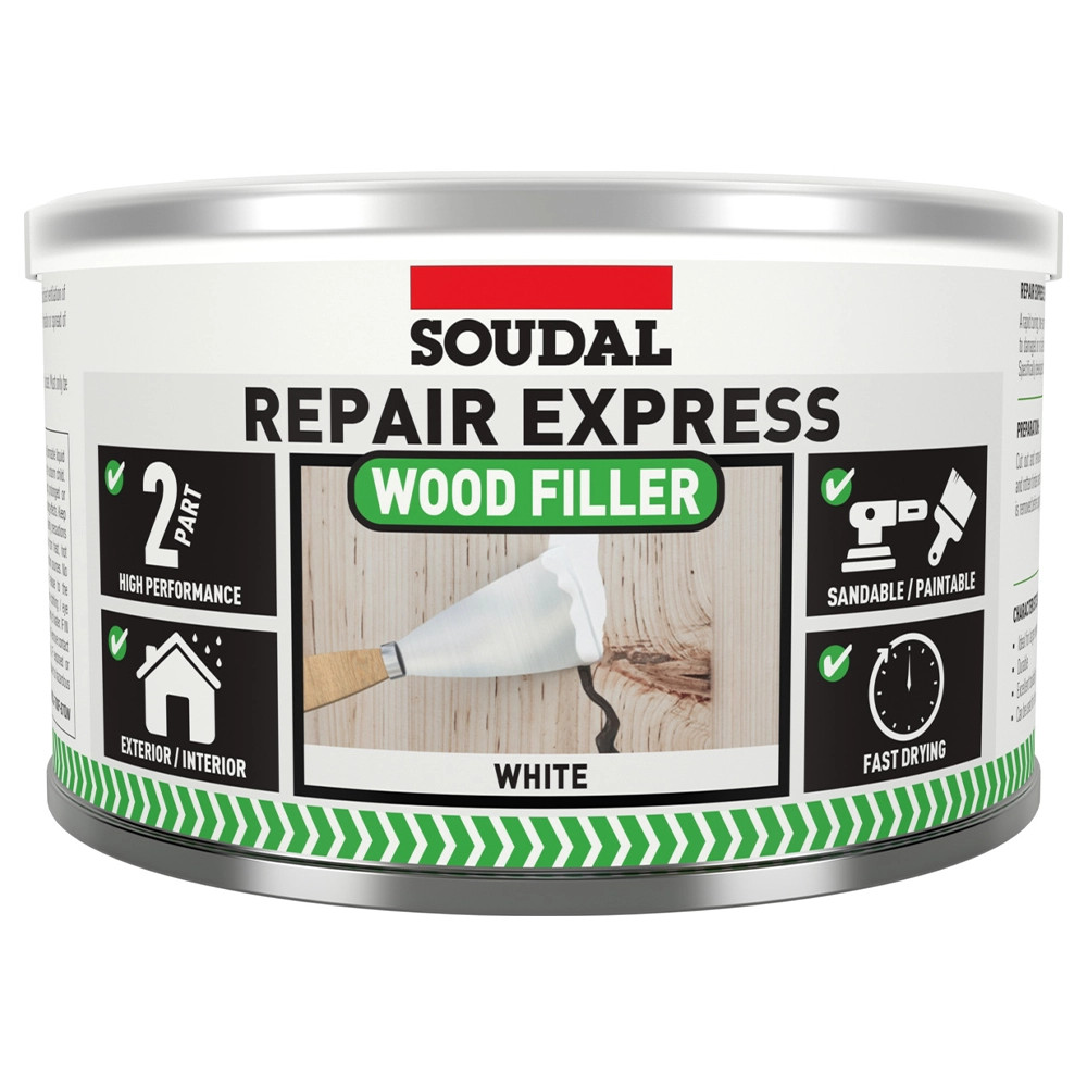 Soudal Repair Express Wood 2 Part HP Filler - White (500g)