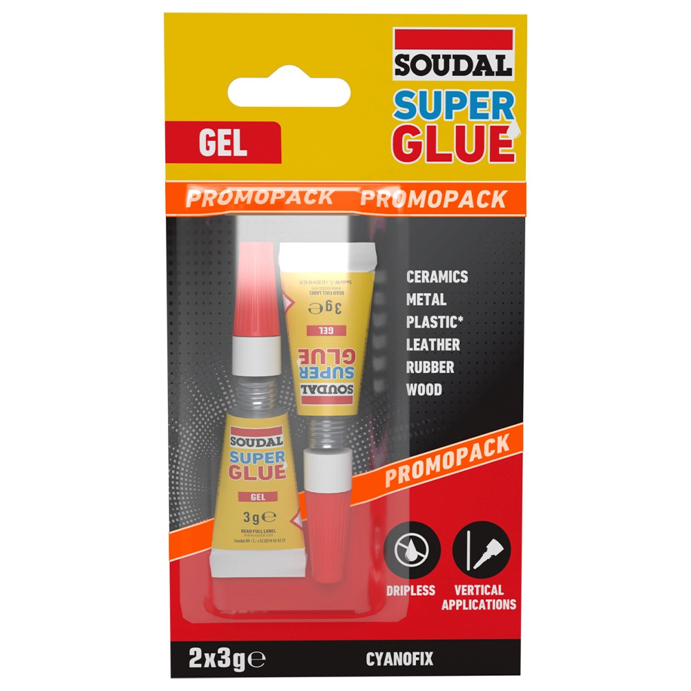 Soudal Easy Squeeze Super Glue Gel, 3g - Pack of 2