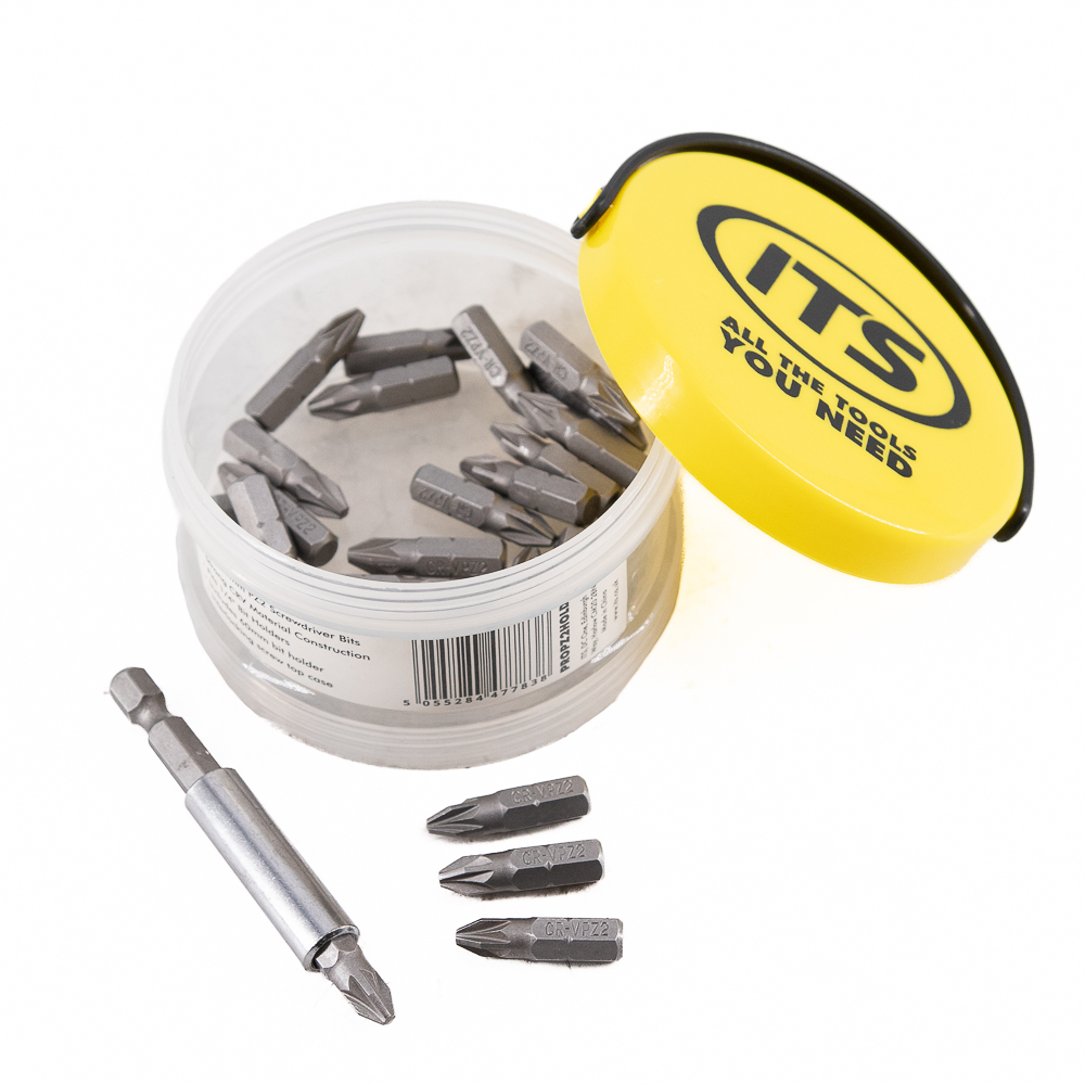 ITS PZ2 x 25mm Screwdriver Bits with Holder - Pack of 25