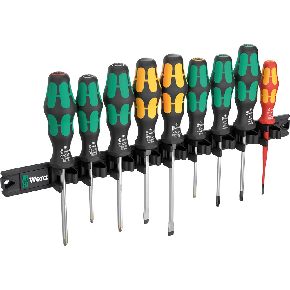 Wera 9650 9 Piece Kraftform Screwdriver Set with Magnetic Rail