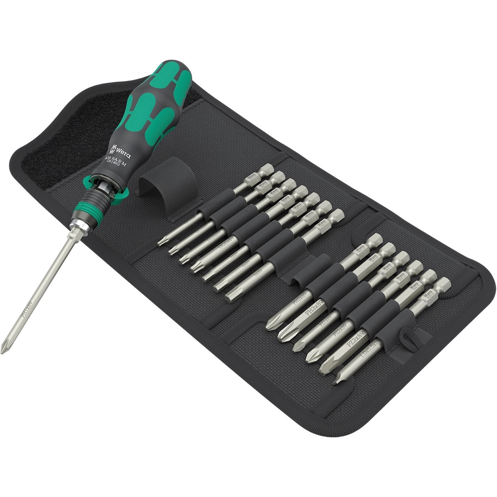 Wera 15 Piece Kraftform Kompakt 838 RA-R M Set 1 Ratcheting Screwdriver Set