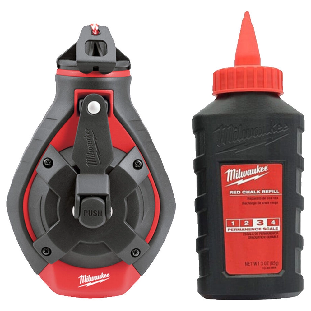 Milwaukee 30m Chalk Reel and Red Chalk - Bold Line