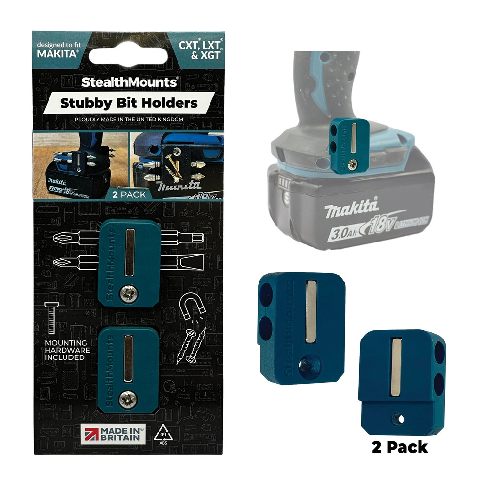 StealthMounts BLUE Stubby Bit Holder for Makita - Pack of 2