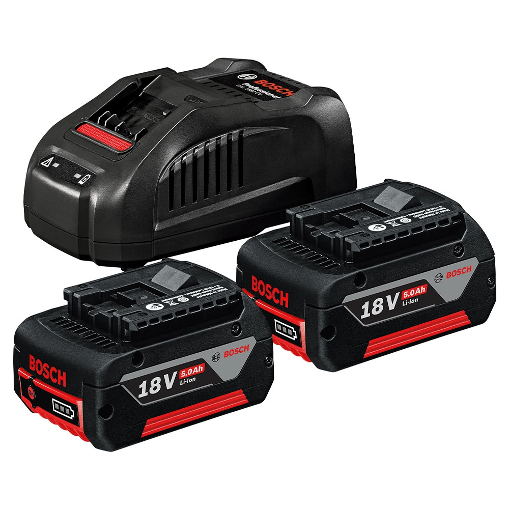 Bosch 18V Battery/Charger Starter Set: 2x GBA 5.0Ah 18V Batteries & GAL 1880 CV Charger