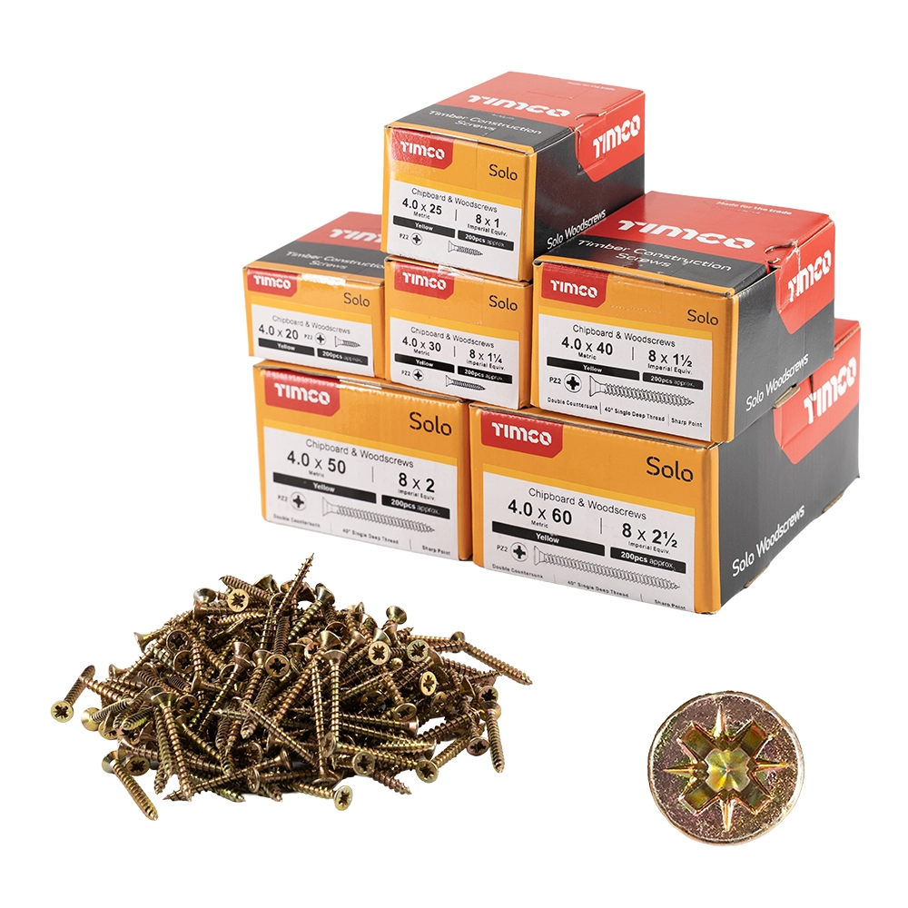 Timco 4.0mm Zinc Yellow Passivated Wood Screw Bundle - Pack of 1200
