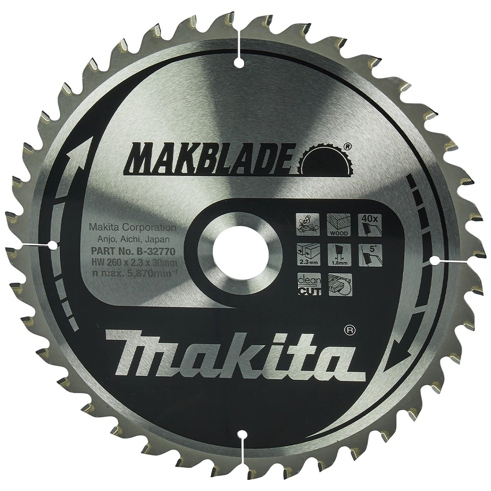 Makita B-32770 260mm x 30mm 40T MAKBLADE Mitre Saw Blade