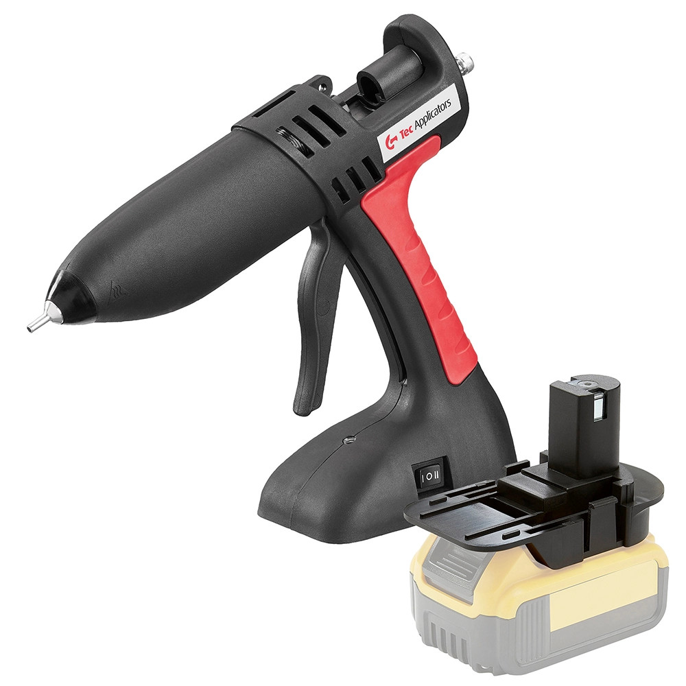 Tec 808-12 Professional Cordless 12mm Glue Gun with Dewalt 18V XR Battery Adapter - Body