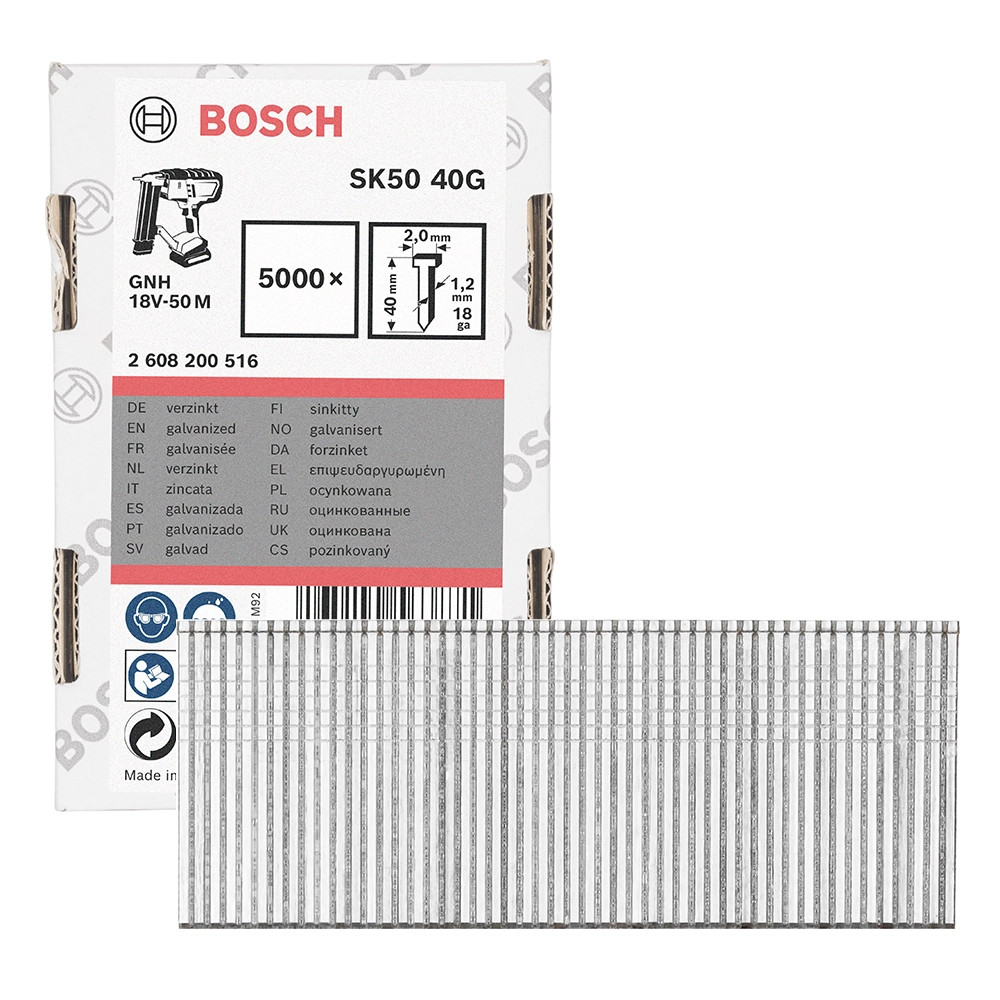 Bosch SK50 40 x 1.0mm 18G Brad Nails for GNH 18V-50 - Pack of 5000