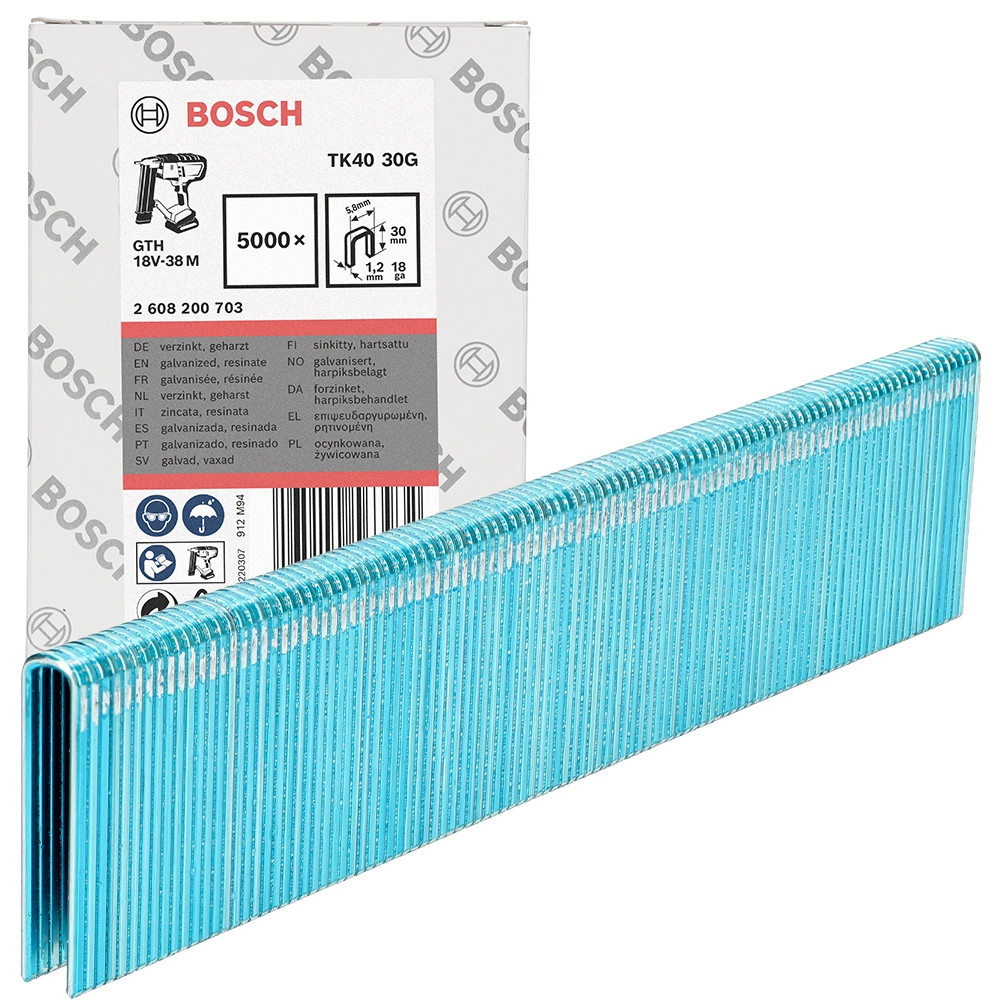 Bosch TK40 30 x 1.2mm Narrow Crown Staples for GTH 18V-38 - Pack of 5000