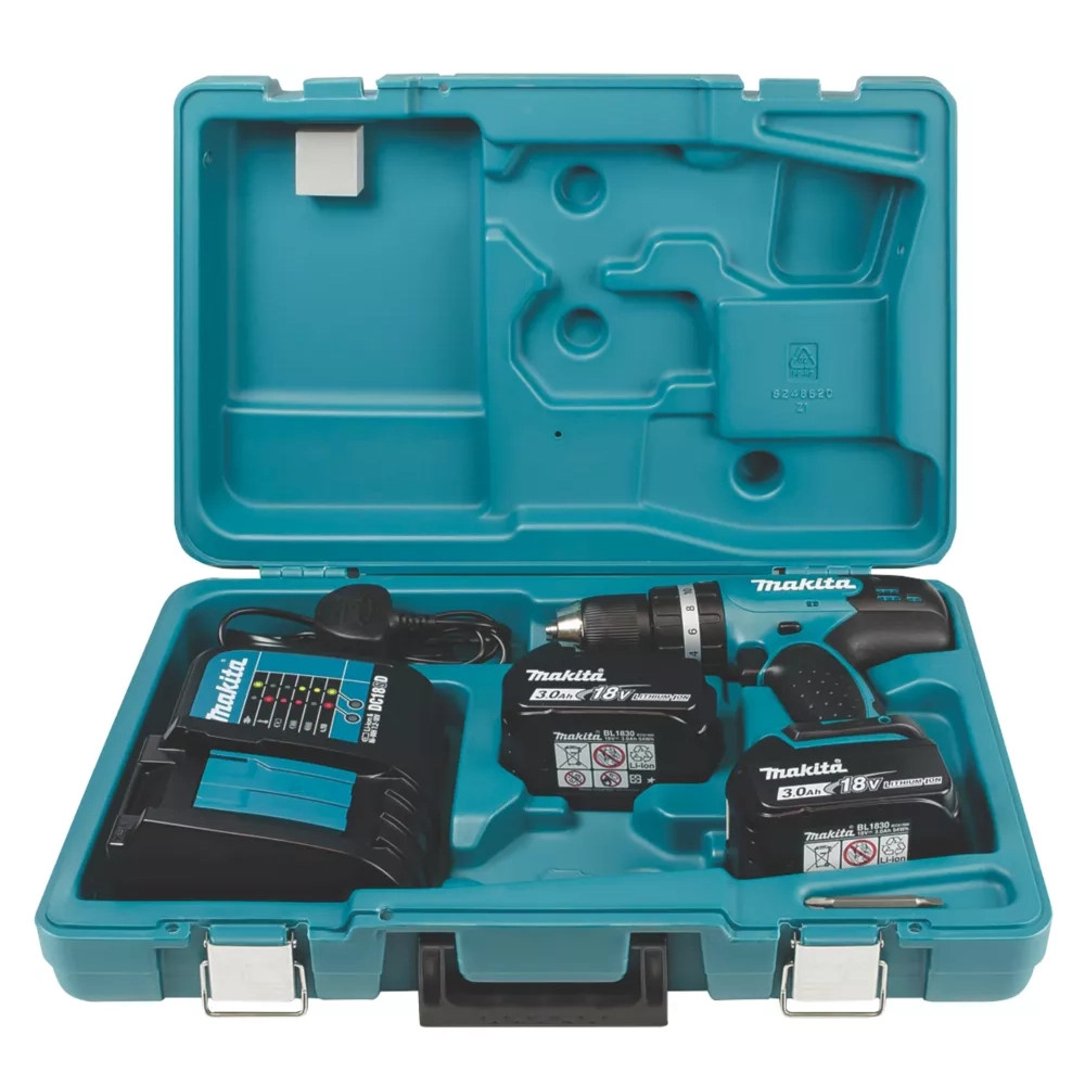 Makita DHP453F001 18V LXT Combi Drill, 2x Battery, Charger