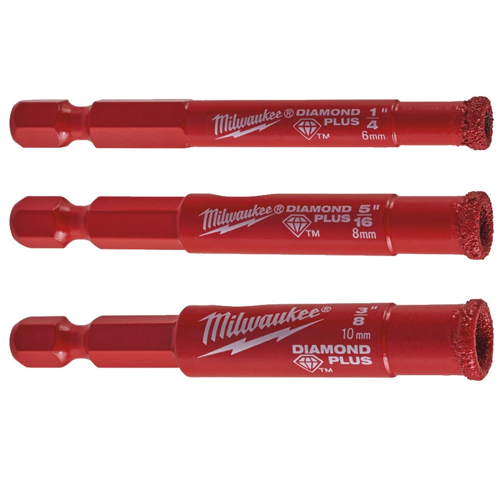 Milwaukee 3 Piece Diamond Max 1/4" Wet Tile Drill Bit Set