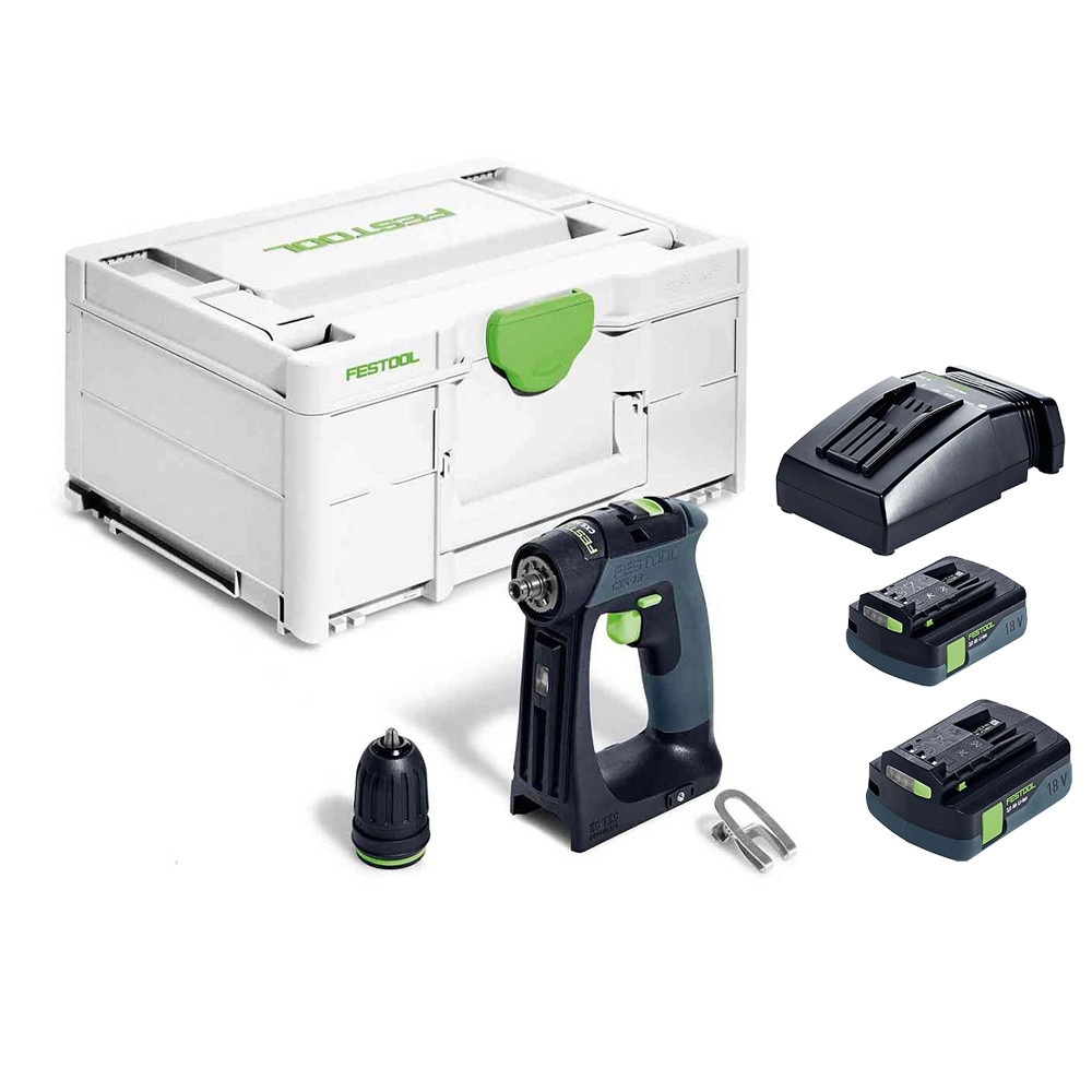 Festool CXS 18 18V Brushless Drill Driver, 2x 3.0Ah Batteries, Rapid Charger & Case