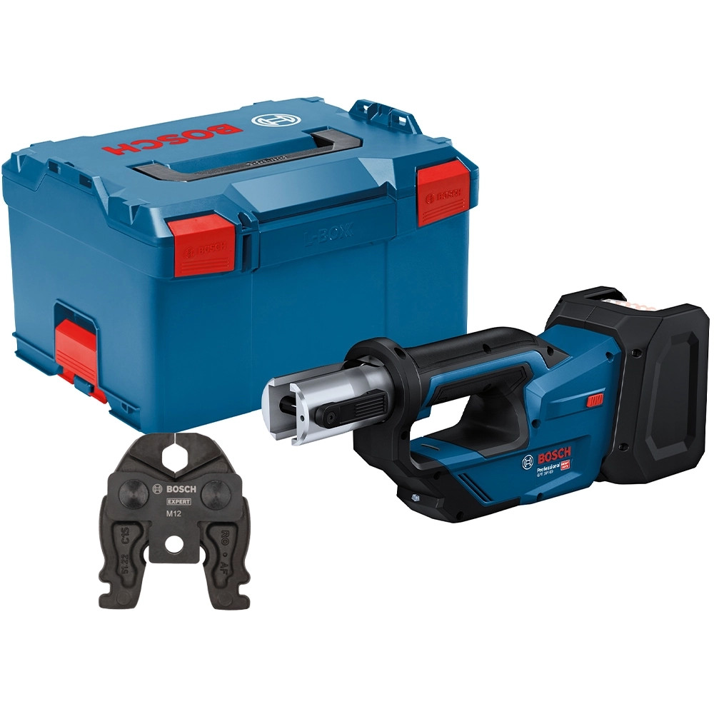 Bosch GPT 18V-19 18V 19Kn Press Tool - Body, EXPERT M12 Compact Press Jaw & L-BOXX Case