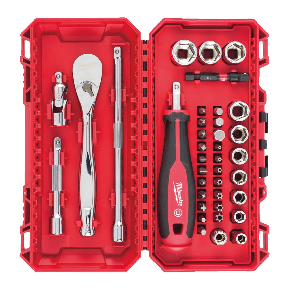 Milwaukee 38 Piece 1/4" Sq. Ratchet, Driver & Socket Set in PACKOUT Case