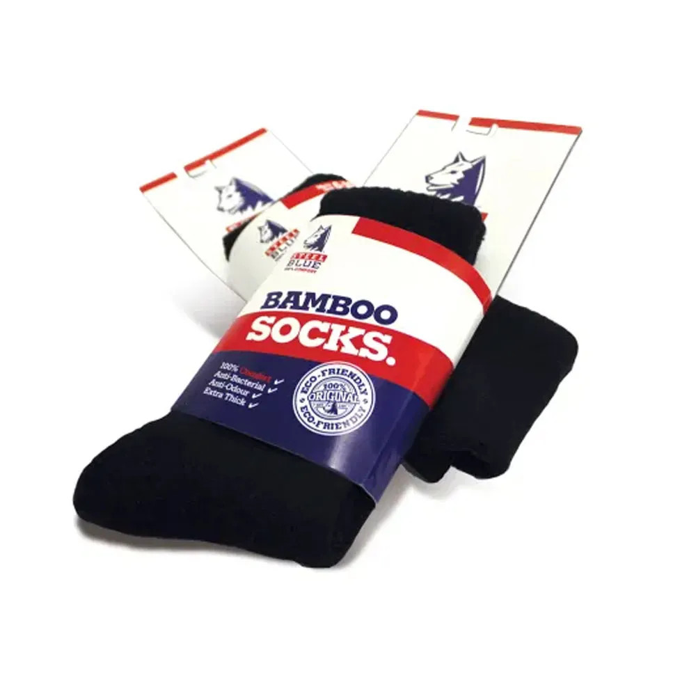 Steel Blue Bamboo Socks - Black