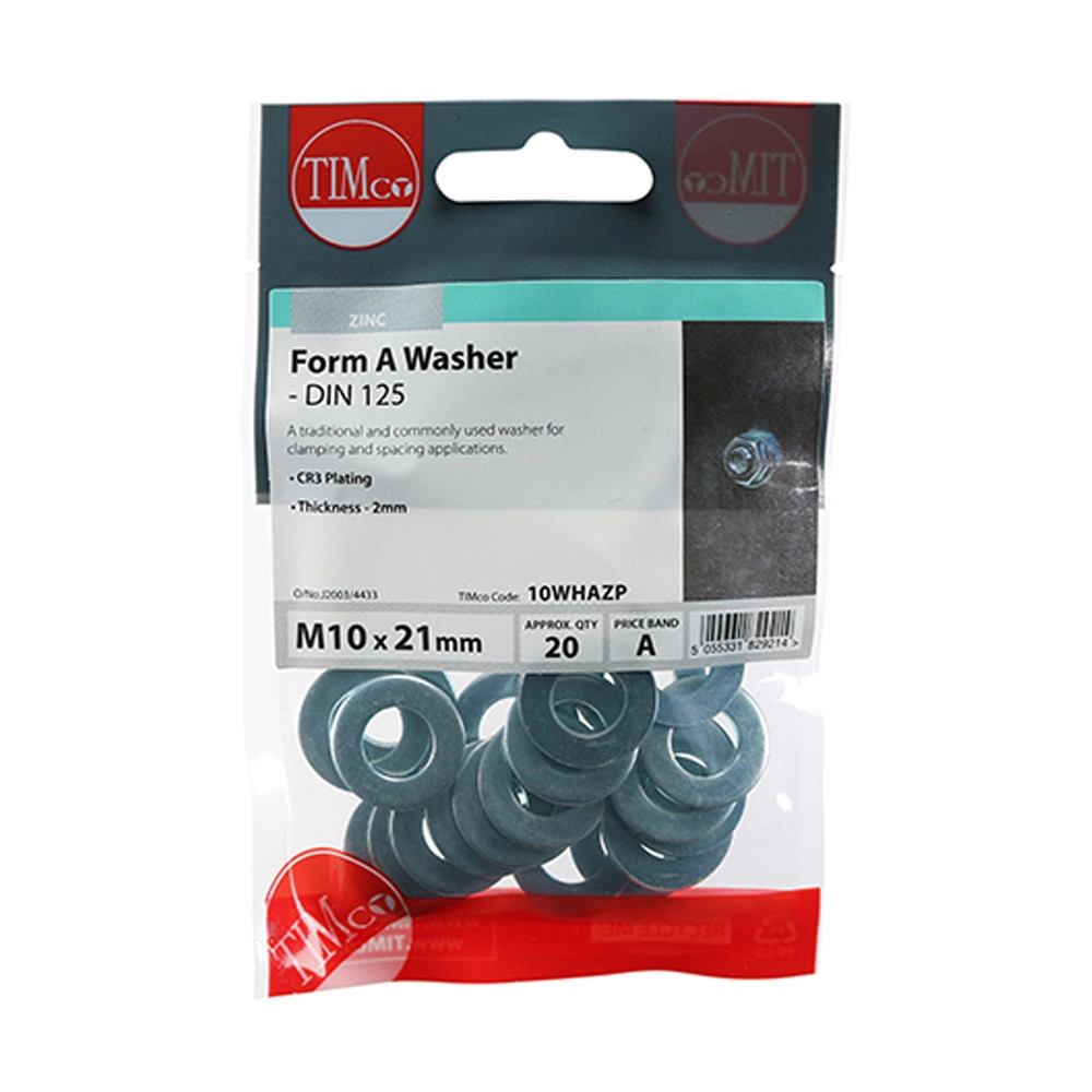 Timco M10 Form A Washer - Pack of 20