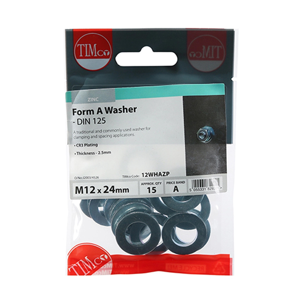 Timco M12 Form A Washer - Pack of 15