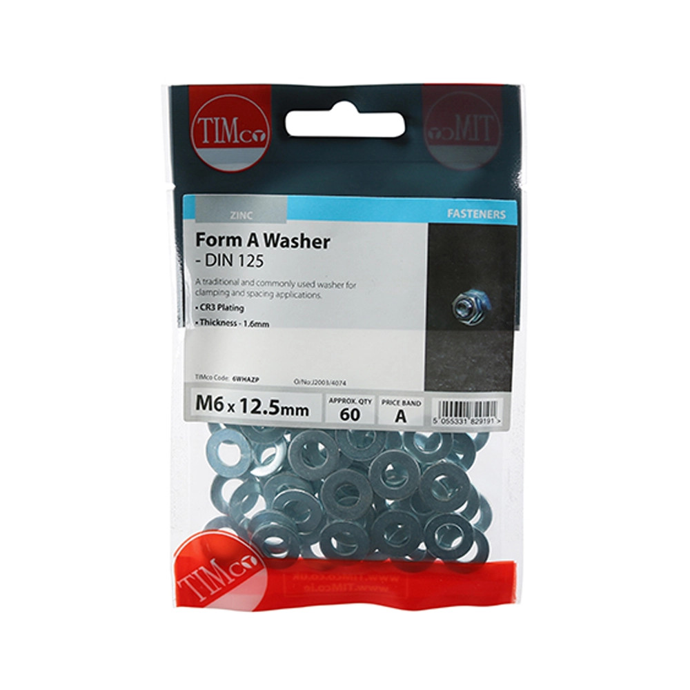 Timco M6 Form A Washer - Pack of 60