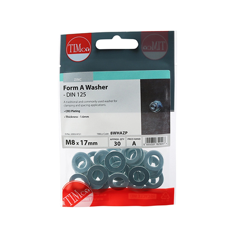 Timco M8 Form A Washer - Pack of 30
