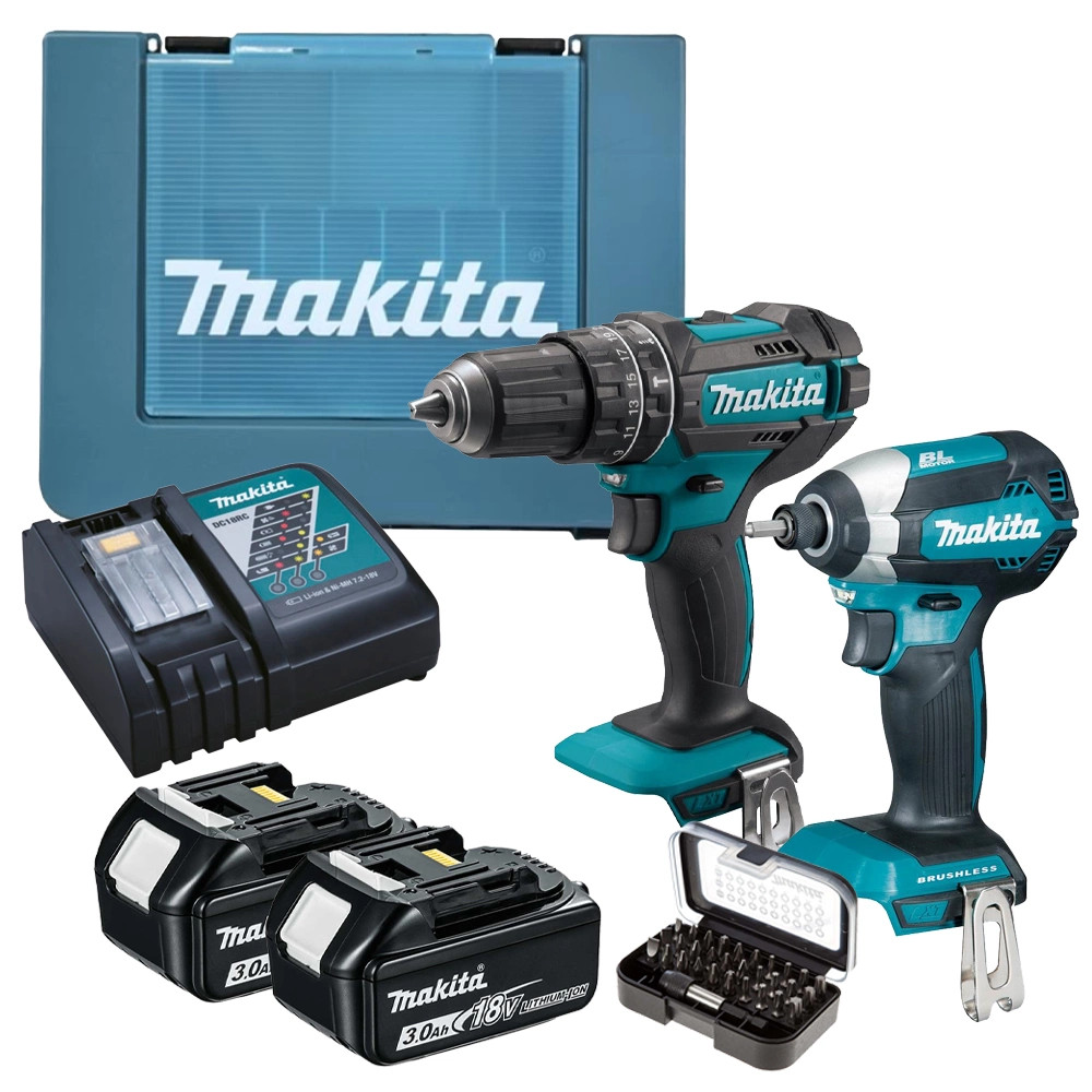 Makita Piece 18V LXT Power Tool Kit, 2x Batteries, Charger