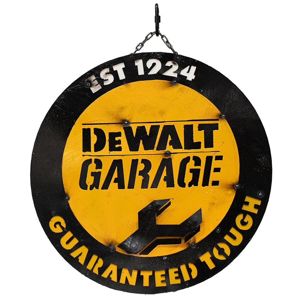 Dream Drives Dewalt Garage Round Hand Made Metal Sign
