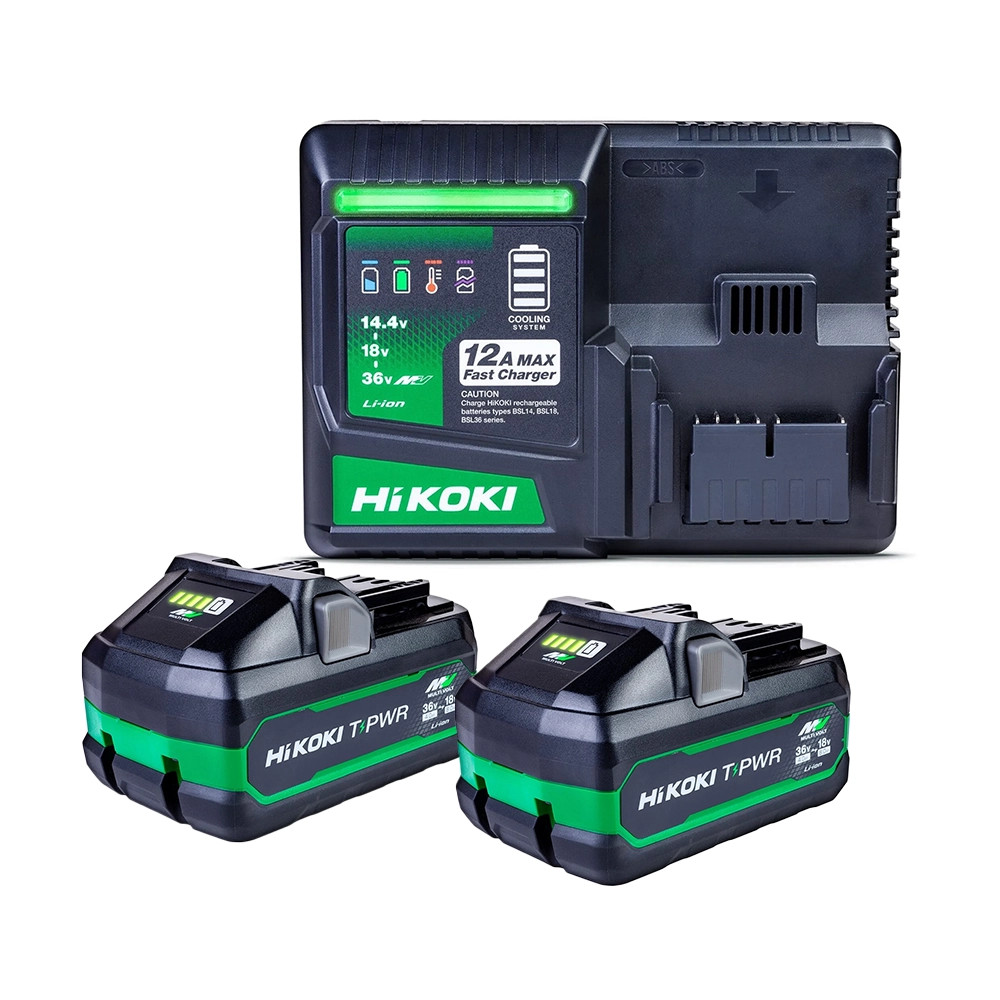 Hikoki T-PWR MultiVolt Starter Pack with 2x 8.0Ah 18V / 4.0Ah 36V Tabless MultiVolt Batteries & Fast Charger