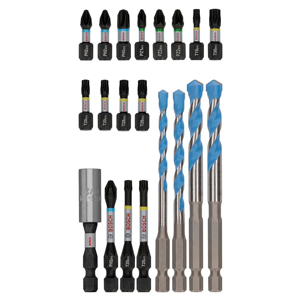 Bosch PRO 20 Piece Impact Screwdriving and Multiconstruction Drilling Mixed Bit Set