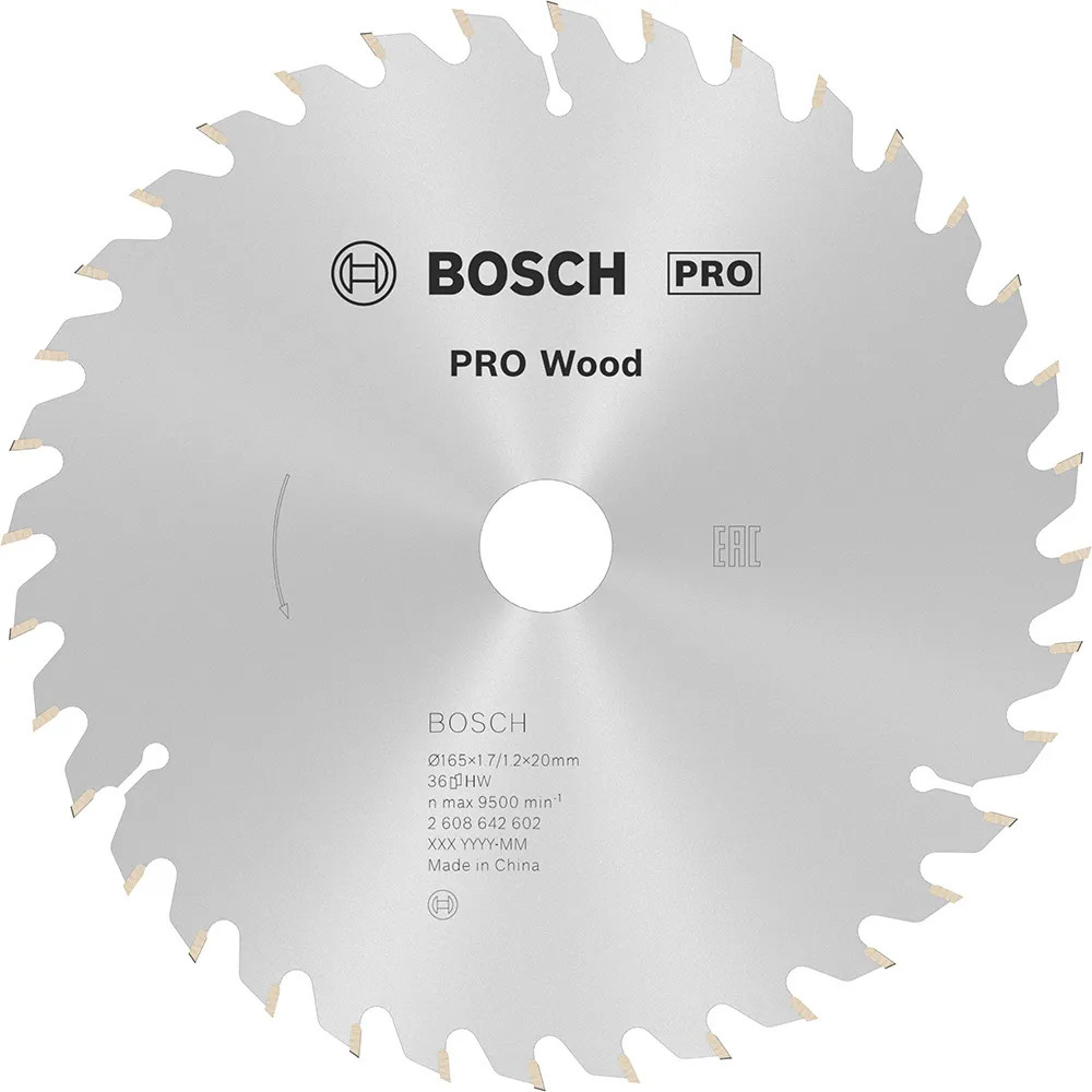 Bosch PRO 165mm x 20mm 36T Wood Circular Saw Blade