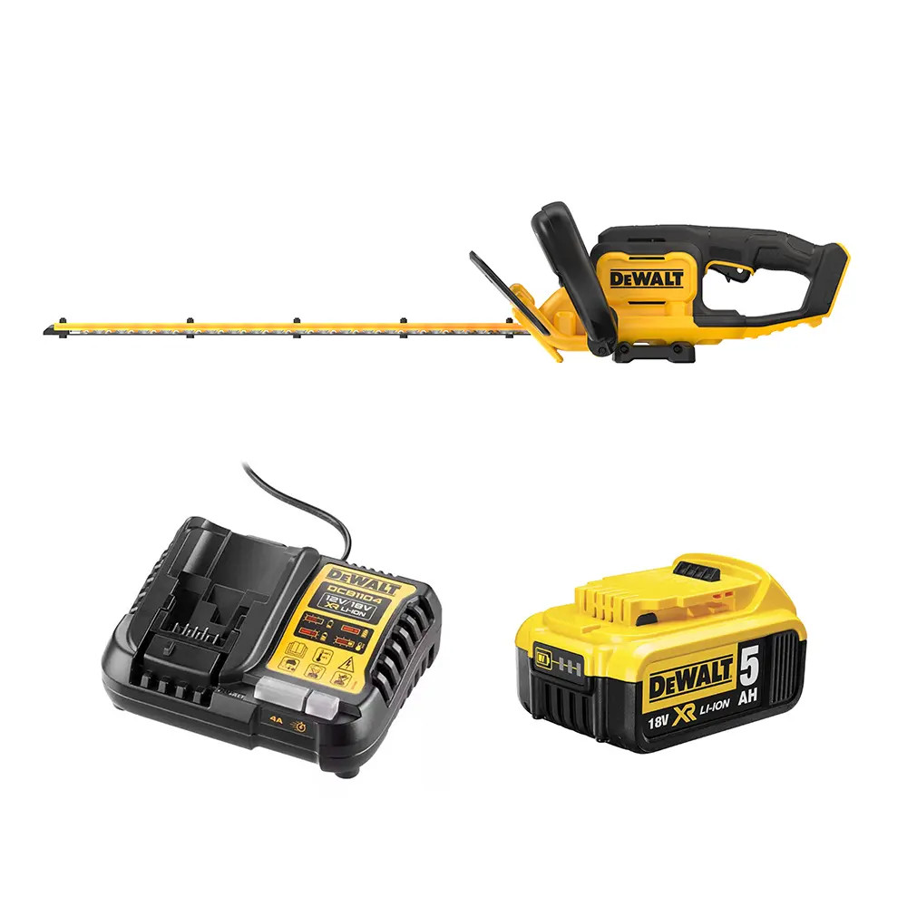 Dewalt DCMHT564P1 18V XR 55cm Hedge Trimmer, 1x 5.0Ah Battery & Charger