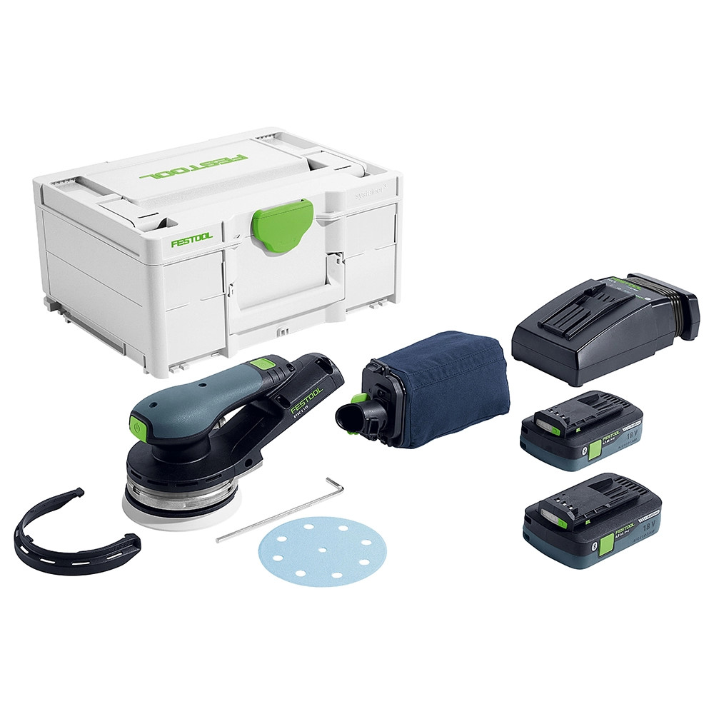 Festool ETSC 2 125 18V Brushless Eccentric Sander, 2x 4.0Ah HighPower Batteries, Charger & Case