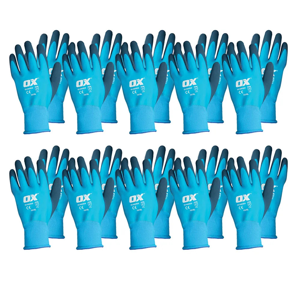 OX Waterproof Latex Gloves - Pack of 10