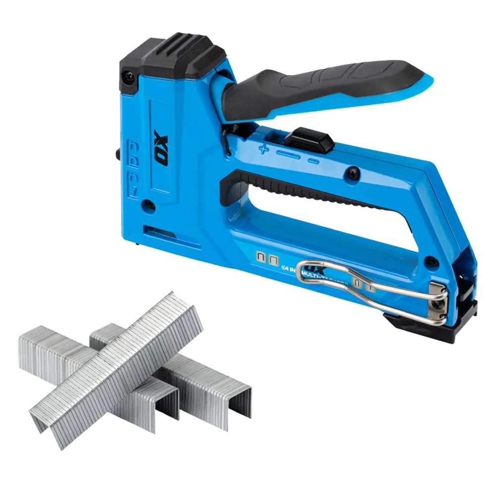 OX Pro 4 In 1 Heavy Duty Staple Gun & 1000x 12mm Heavy Duty Staples