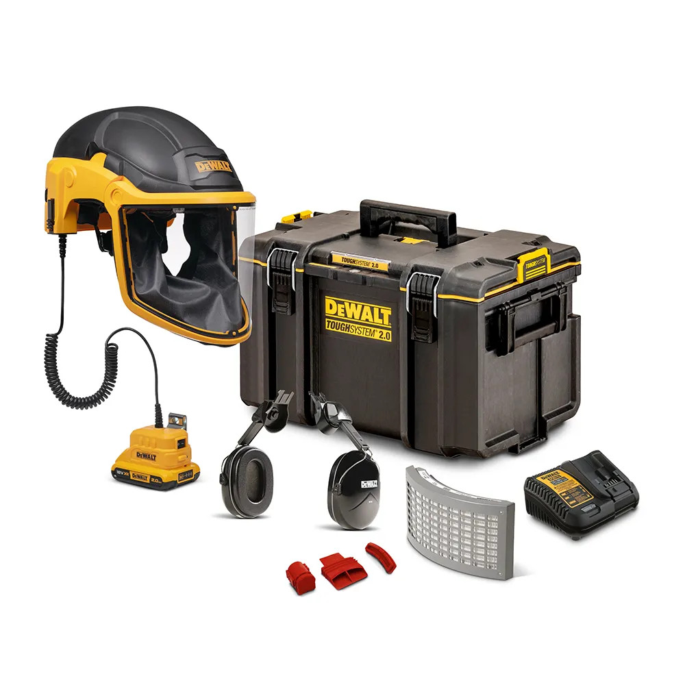 Dewalt Powered Air Purifying Respirator (PAPR) & Hard Hat, 1x 2.0Ah Battery, Charger & TOUGHSYSTEM Case (DWRGH2SB21)
