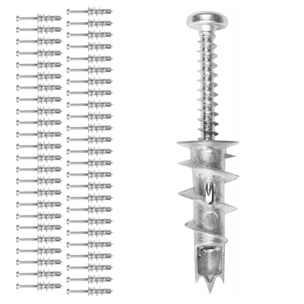 Rawlplug 13 x 31mm Metal Self Drive Plasterboard Fixings with 4.2 x 32mm Screws - Pack of 50