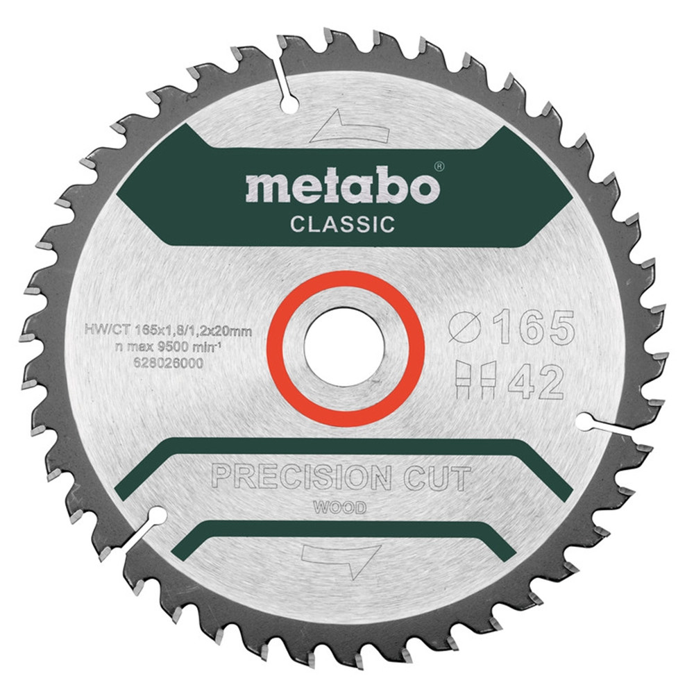 Metabo 628026000 165mm x 20mm 42T Precision Cut Saw Blade for Wood