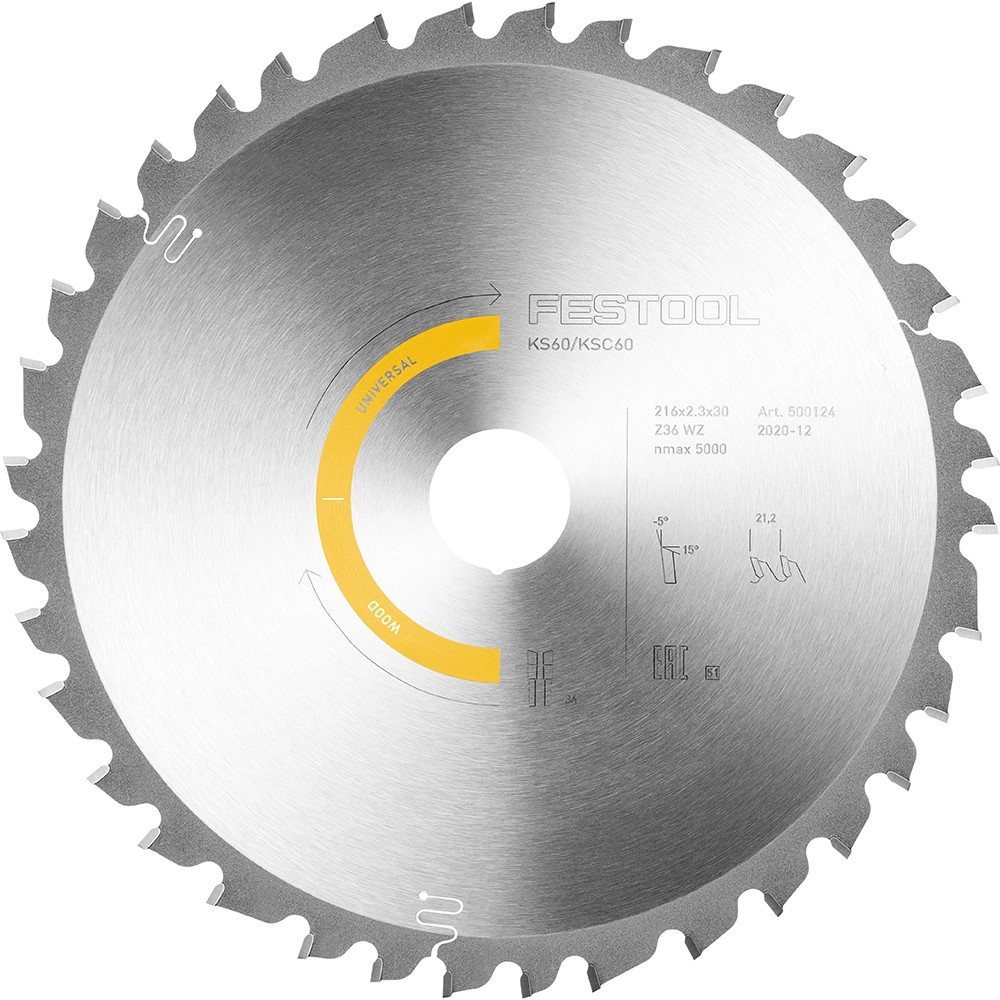 Festool 500124 216mm x 30mm 36T Universal Wood Saw Blade