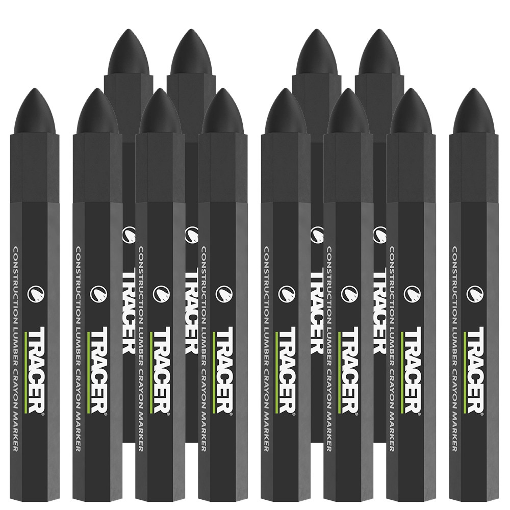 Tracer Black Crayon Marker - Pack of 12