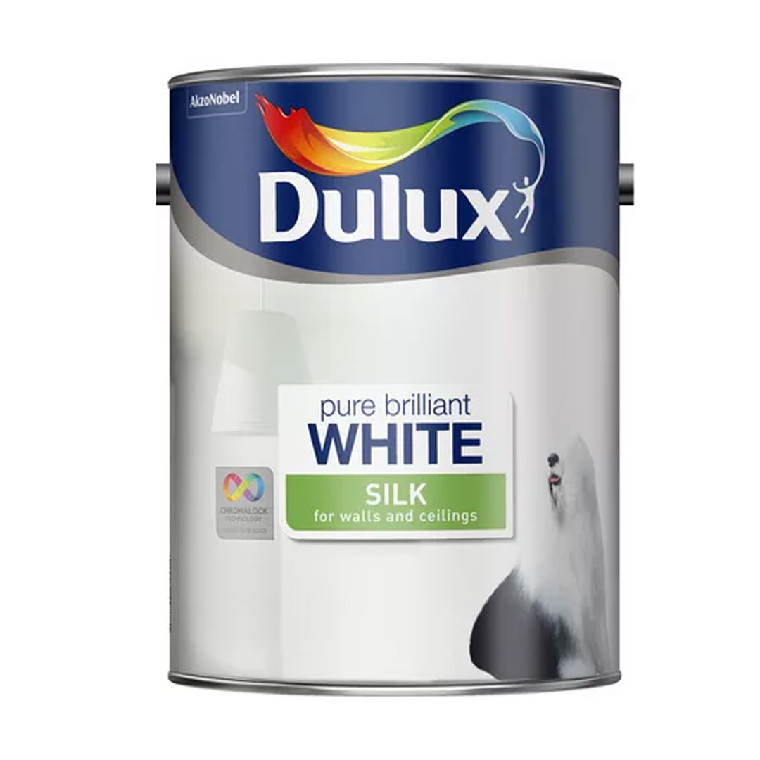 Dulux Walls & Ceilings Silk Paint Pure Brilliant White, 5L