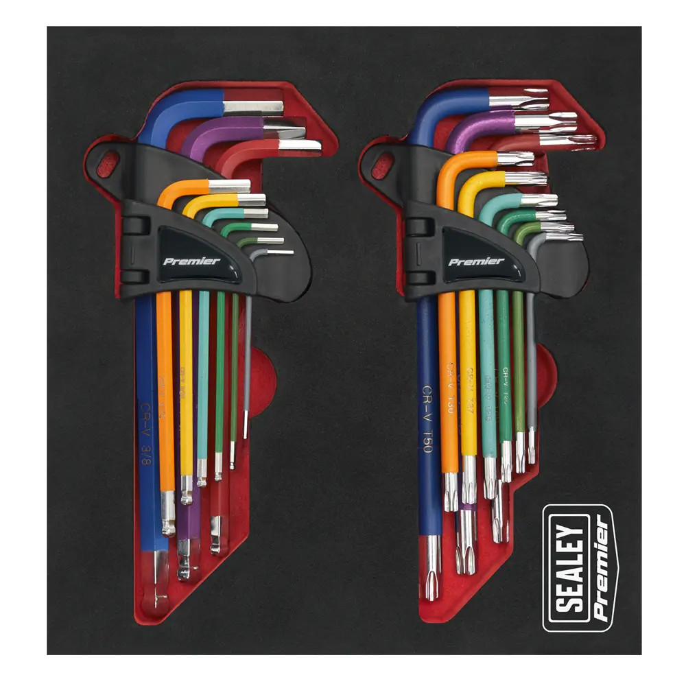 Sealey Premier 18 Piece Anti-Slip Long TRX-Star* & Ball-End Hex Key Set