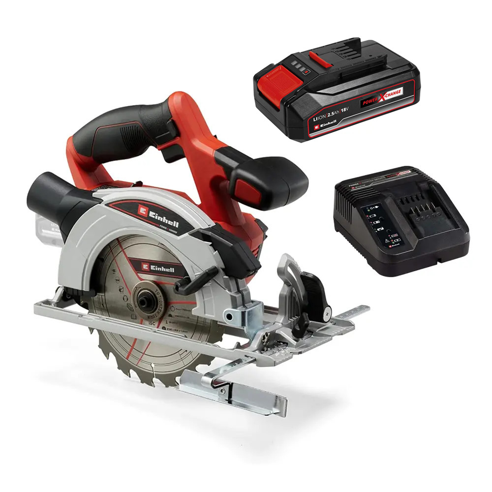 Einhell TE-CS 18/165-1 Li-Solo 18V 165mm Circular Saw, 1x 2.5Ah Battery & Charger