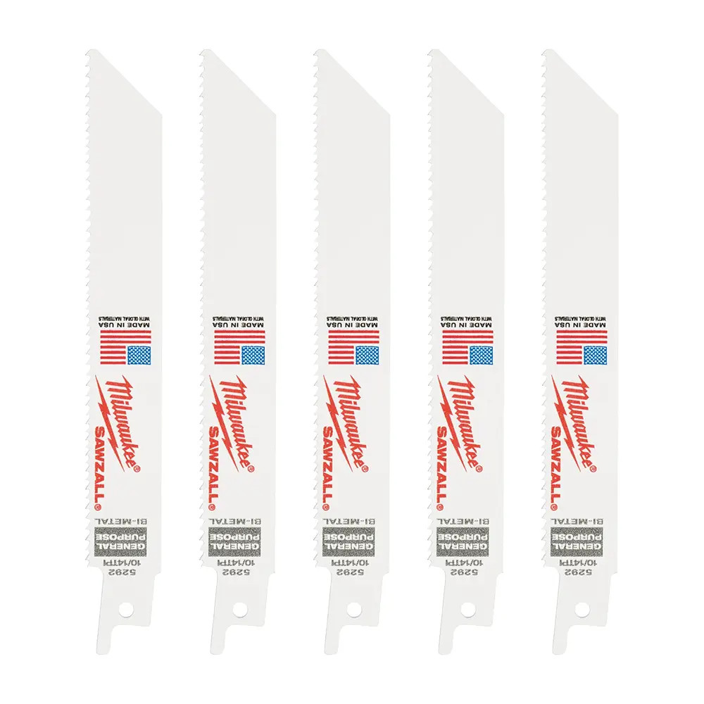Milwaukee 200mm 8-12TPI SAWZALL Reciprocating Saw Blades for Wood, Metal & Plastic (S725VFR) - Pack of 5