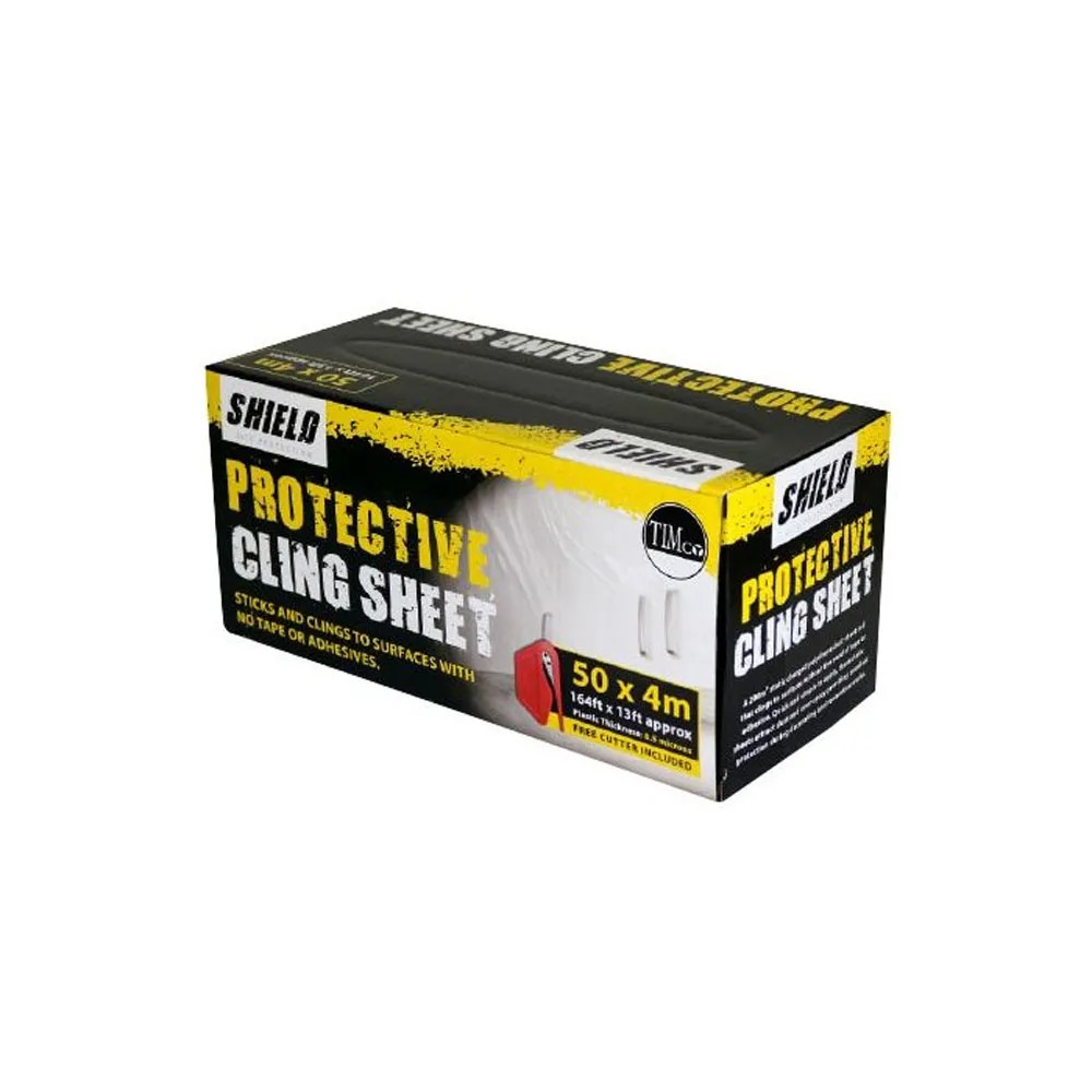 Timco 50m x 4m Protective Cling Dust Sheet with Sheet Cutter