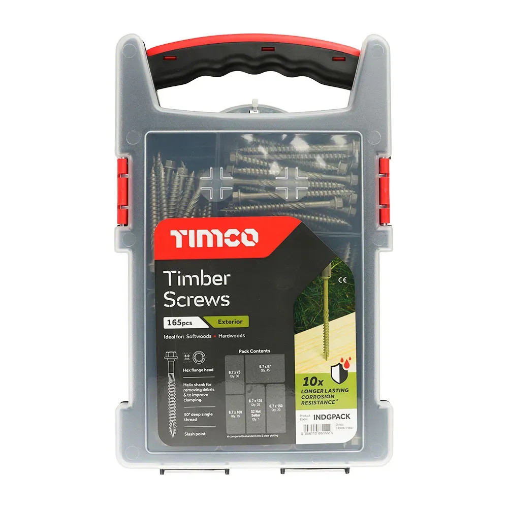 Timco 165 Piece Timber Exterior Mixed Screws Grab Pack