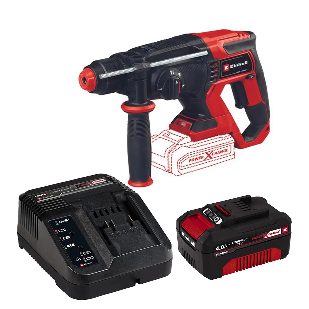 Einhell TE-HD 18/20 Li-Solo 18V SDS+ Rotary Hammer Drill, 1x 4.0Ah Battery & Charger